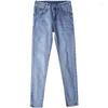 Kvinnors jeans f￶r kvinnor mamma bl￥ m￶rk svart kvinna h￶g elastisk stretch kvinna tv￤ttad denim mager blyertsbyxor