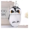Key Rings Cartoon Fluffy Owl Keychains For Women Cute Animal Pendant Key Chain Holder Car Bag Charms Accessories Jewelry Gifts Drop D Dhqvo