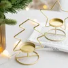 Candle Holders Navidad 2023 Kerstdecor voor Home Iron Xmas Tree Creative Elk Metal Holder Candlestick Table Decoratie ornamenten