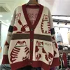 QNPQYX nouveau automne femmes Pull vêtements mode chat Animal Cardigan Femme surdimensionné hauts coréen tricot chandails manteau Pull Femme