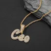 TopBling Collana con ciondolo con nome personalizzato 26 lettere Hip Hop, gioielli placcati in oro reale 18k284R