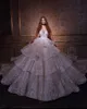 Luxurious Tiered Wedding Dress Ball Gown Custom Made Halter Sequins Lace Backless Church Bridal Dresses