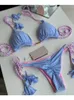 Sexy Damen-Badebekleidung, geflochtener Seil-Bikini, Badeanzug, Schwimmen, Strandbekleidung, zweiteilig, glänzender Stoff, modische Badeanzüge mit hoher Taille, Bikinis, Badeunterwäsche