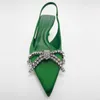 Dress Shoes Women Pumps Heel Shoe Rhinestone Bow Heels Green Butterfly High Heels Women's Wedding Pumps Fashion Woman Summer 2022 221130