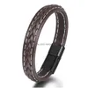 Charm Bracelets Fashion Retro Mens Leather Rope Woven Bracelets Magnetic Buckle Bracelet Drop Delivery Jewelry Dh59Z