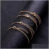 Bangle mode sieraden hart hartslag armband acht letter armbanden charms mtilayer 4pcs/set drop levering dhj6r