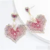 Dangle Lustre Bijoux De Mode Mtilayer Gradient En Forme De Coeur Diamant Rhinstone Boucles D'oreilles Coeur Dangle Stud Drop Delivery Dhctl