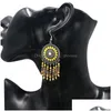 Dangle Chandelier Fashion Round Alloy Earring Vintage Indian Jhumka Female Yellow Crystal Tassel Dangle Earrings For Women Bohemia Dhahu
