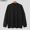 Mens Sweaters Fashion Casual Style Tops INCERUN Men Solid Comfortable Pullovers Stylish Well Fitting Long Sleeve Leisure Sweatshirt S5XL 221130