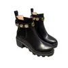 Botas de grife feminina grossa Soled Short Black Chelsae Boots Spring e Autumn