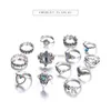 Anelli a fascia Gioielli di moda Antico Sier Knuckle Ring Set Corona Cuore Elefante Tartaruga Anelli impilabili Midi 13 Pz / set Consegna a goccia Dh71Q