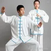 Roupas étnicas Roupas chinesas Artes marciais Pratique tai chi fivela de treinamento matinal conjunto de homens mulheres uniformes shaolin