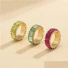 Bandringe Geometrische Glaslegierung Cluster Ringe Frauen Reihe Colorf Zeigefinger Ring Europäische Weibliche Tägliche Party Geschenk Hand Tragen Schmuck Dh471