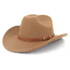 Western Cowboy Hat for Men Vintage Fascynator przyjęcie weselne krem ​​wełna szeroka grzbiet fedoras luksusowe eleganckie kapelusze damskie