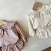 Ensembles de vêtements né bébé filles ensemble col à volants revers haut pain pantalon costume décontracté automne printemps enfant en bas âge fille vêtements