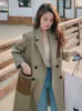 Kadın Trençkotları EWQ Office Lady Khaki Paltolar Tek Göğüslü Dönüş Yaka Rüzgar Yasağı Sonbahar Moda Loose 16Y2885 221130