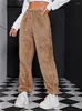 Spodnie damskie zimowe flanelowe ciepłe spodnie dresowe Plus rozmiar 3XL damskie puszyste spodnie z polaru Sherpa Jogger w pasie