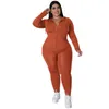 Plus grande taille 3XL 4XL 5XL femmes survêtements deux pièces pantalon ensemble mode fermeture éclair à manches longues à capuche survêtement costumes