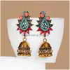 Dangle Chandelier Women Bohemian Ethnic Leaf Rhinestones Dangle Kolczyki 2021 Vintage Ald Bells Kodekusza indyjska biżuteria upusz