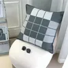 designer pillow throw pillows classic sofa letter plaid 45X45cm Square soft WOOL model room lunch break car waist back bed chair Seat home decor Decorative h blanket