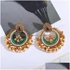 Ciondola Lampadario Etnico Da Donna Fiore D'oro Jhumka Orecchini Pendenti Femmes Orecchini A Goccia Di Olio Orecchinnna Vintage Pearl Drop Delivery Dh2Yk