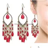 Stud Bohemian Fashion Bijoux Vintage Drop Glands Perles Dangle Boucles D'oreilles Livraison Dh4Md