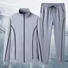 Gym Vêtements 1 Set Hommes Sportswear Color Block Veste Pantalon Côtelé Manchette Manteau À Lacets