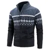 Mens Sweaters Casual Sweatshirt Jacquard Zip Polo Cardigan Jacket Winter Mock Neck Pullover Clothes 221129
