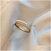 Band Rings Pearl Ring Exquisite Geometric Opening Rings Temperament Simple Finger Luxury Girl Women Jewelry Gift Drop Delivery Dhcm6
