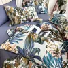 Set di biancheria da letto Foglie tropicali Fiori Copripiumino Silky Soft 100 Cotone egiziano Queen King Lenzuolo Copripiumino Federe 221129