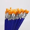 Painting Pens 100 Pcs Fine Hand Flat head short paint brush set nylon acrylic s digital artist oil row pen art supplies 221130