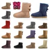 WGG Designer Femmes Bottes Classique Bottes De Neige Châtaigne Bas Arc Noir Gris Rose Bleu Marine Hiver Australie Australien Satin Moyen Cheville Arc Court Mini Chaussons De Fourrure