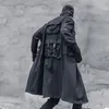 Мужские куртки Arens Techwear Куртка длинное пальто кардиган мужской мужской весенний паук, плащ черная мужская одежда, уличная одежда, хип -хоп панк Рейв 221130