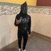 Hoodies dos homens moletom y2k completo zip up gráfico oversized moletom gótico punk manga longa inverno masculino jaqueta casaco streetwear 221130