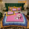 Set di biancheria da letto Set da 4 pezzi Set di plaid di lusso Copripiumino in cotone e lino Federa spalmata su lenzuolo montato 221129