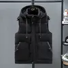 Men's Vests Men 'S Slim Fit Autumn And Winter Down Cotton Vest Outer Wear Colorblock Hood Warm Vest 221130