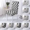 Housses de chaise housse élastique 3D chaises décoratives géométriques noir et blanc housse à dossier haut siège de salle à manger amovible