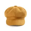 Nuova moda della versione coreana cappello Breda in pelle scamosciata retrò per il tempo libero pittore cappello ottagonale