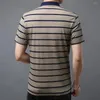 Мужская половая рубашка мужчина поло хлопкового дыхания Hosre Pattern 2022 Летний бизнес Полосавый дизайн с коротким рукавом Para Hombre F8869