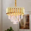 Pendant Lamps Gold Crystal Light Modern 3 Tiers Chandelier Round Chandeliers Flush Mount Ceiling Lighting Fixture For Living R