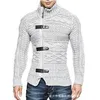 Maglioni da uomo Maglione lavorato a maglia Dolcevita 3 Fibbia in pelle Maniche lunghe Moda Casual Tinta unita Autunno Inverno Cardigan maschile Taglie forti 221130