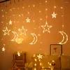 Strängar 2,5 m Fairy LED -stjärna Moon Garland Lamp Home Party Decor Window Curtain String Light Romantic Wedding Decoration