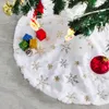 Christmas Decorations 78/90CM Tree Skirt White Plush Foot Carpet Snowflake Plaid Faux Fur Xmax Base Cover 221130