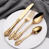 Dinnerware Sets 1 Piece Gorgeous Gold Flatware Set Antique Silverware Glossy Hollow Handle Stainless Steel Cutlery Hostess Serving Utensil