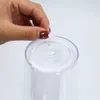 US Warehouse Förborrade 24oz akrylglas med lock och sugrör Snow Globe tumbler Dubbelvägg klara plastglas med hål Plugg