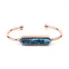 Strand Wholesale 3Pcs/Lot Natural Stone Copper Open Bracelet Lady Gold And Rose Black Druzy Drop