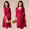 Party Dresses Maternity Clothes Summer Pregnant Women Dress Sexy V-neck Half Sleeve A-line Elegant Solid Color Plus Size