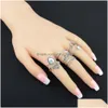 Bandringen mode -sieraden retro gesneden bloemring diamant lotus flowe combinatie ringen set 7 stcs/set drop levering dhxj0