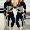 Women's Two Piece Pant Patchwork Tracksuit sets Summer plaid Sweatshirt top Drawstring long Set Elegant casual pocket sport Sets 221130