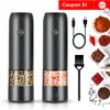 Mills 12pcs Elektrik Tuz ve Biber Öğütücü Spice Mill USB Şarj LED Işık BBQ Mutfak Araçları 221130